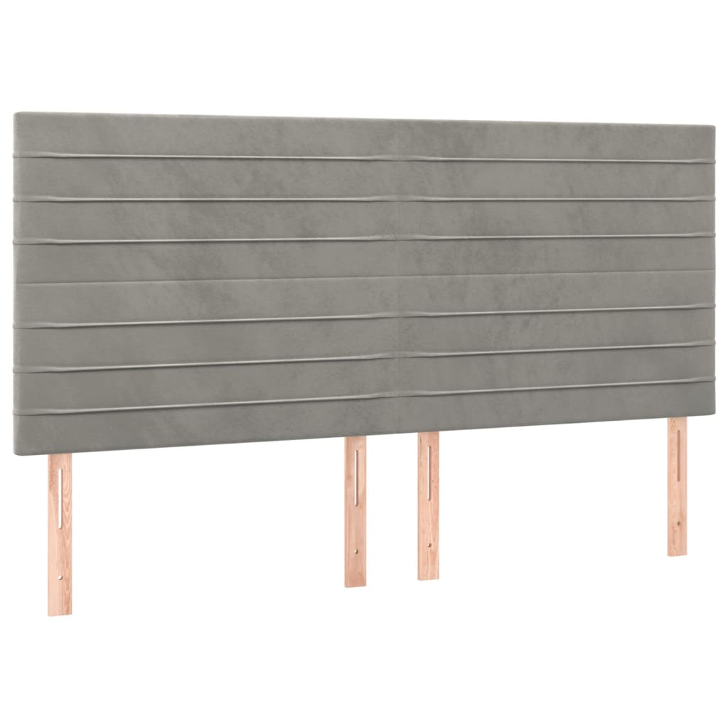 vidaXL Cabeceros 4 unidades de terciopelo gris claro 80x5x78/88 cm