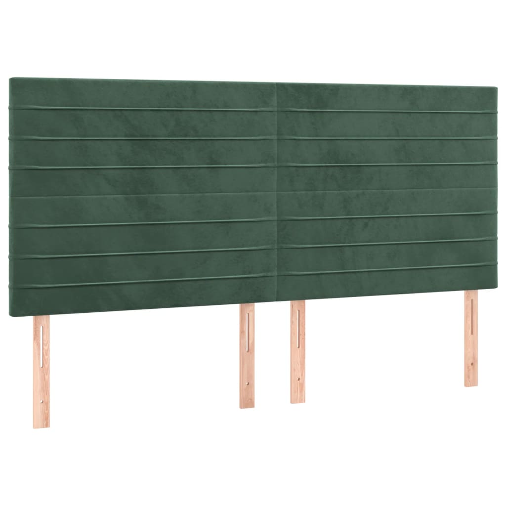 vidaXL Cabeceros 4 unidades de terciopelo verde oscuro 80x5x78/88 cm