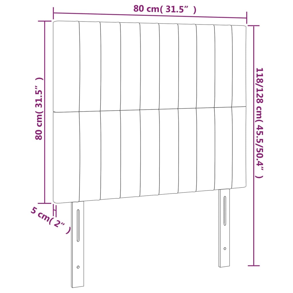 vidaXL Cabeceros 2 unidades tela gris taupe 80x5x78/88 cm