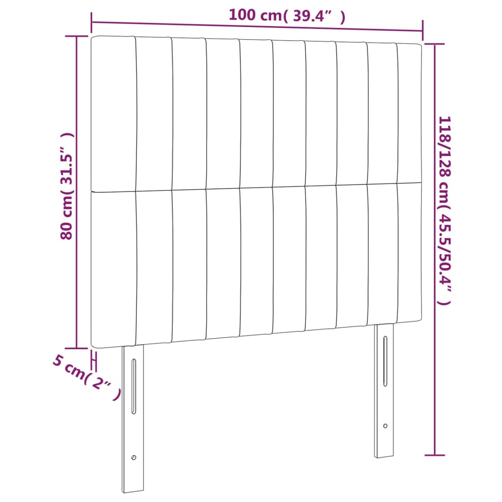 vidaXL Cabeceros 2 unidades de tela gris claro 100x5x78/88 cm