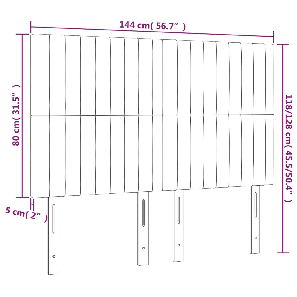 vidaXL Cabeceros 4 unidades tela marrón oscuro 72x5x78/88 cm