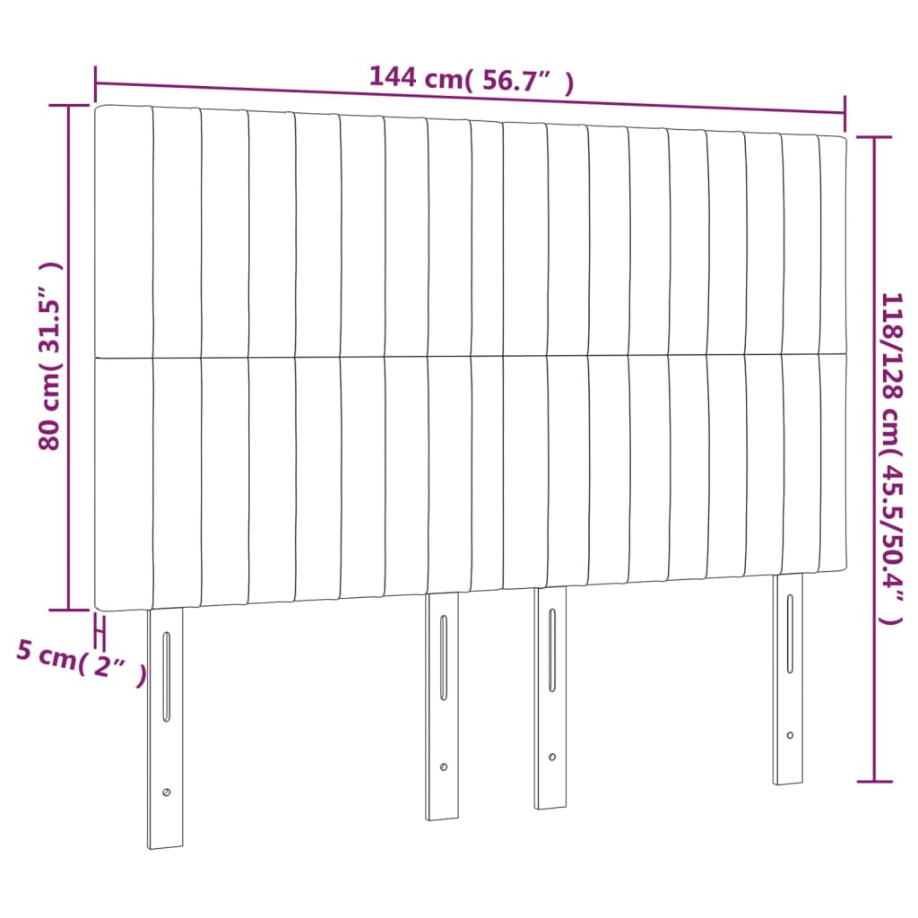 vidaXL Cabeceros 4 unidades tela color crema 72x5x78/88 cm