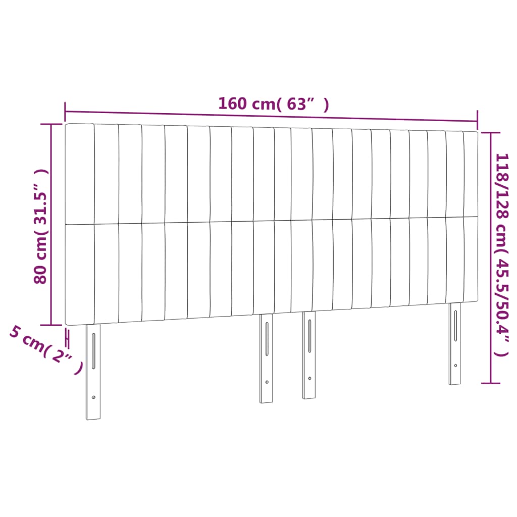 vidaXL Cabeceros 4 unidades de tela negro 80x5x78/88 cm