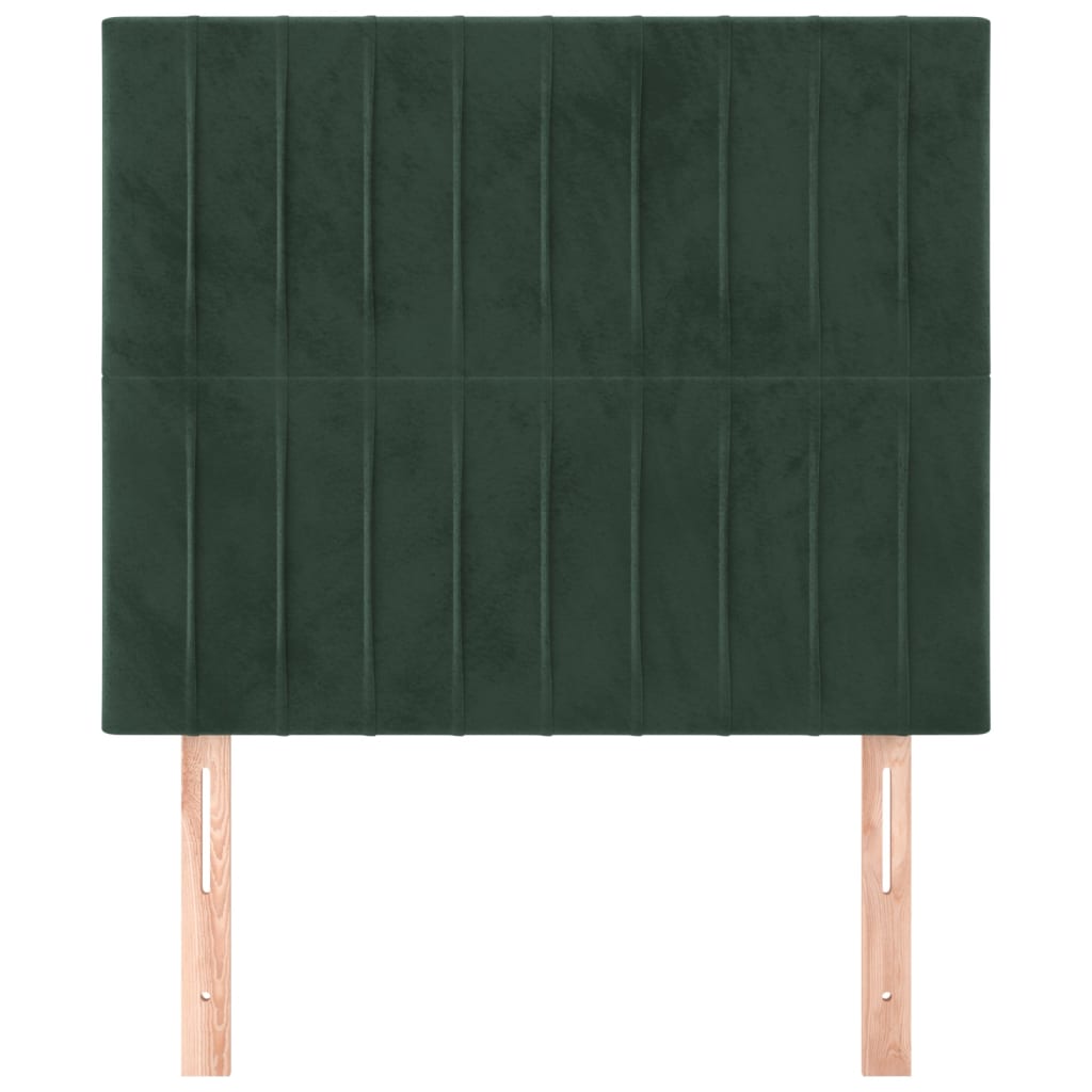 vidaXL Cabeceros 2 unidades de terciopelo verde oscuro 80x5x78/88 cm