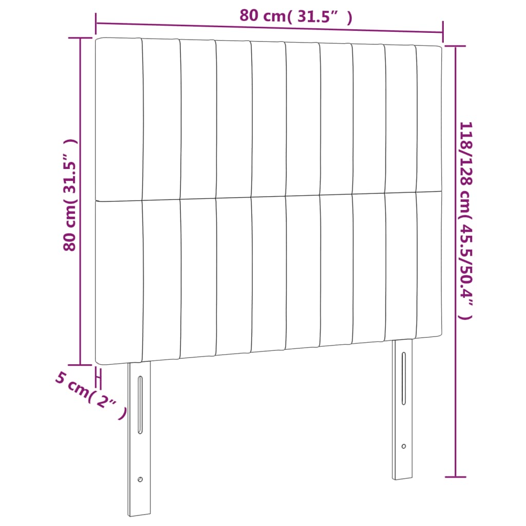 vidaXL Cabeceros 2 unidades de terciopelo rosa 80x5x78/88 cm