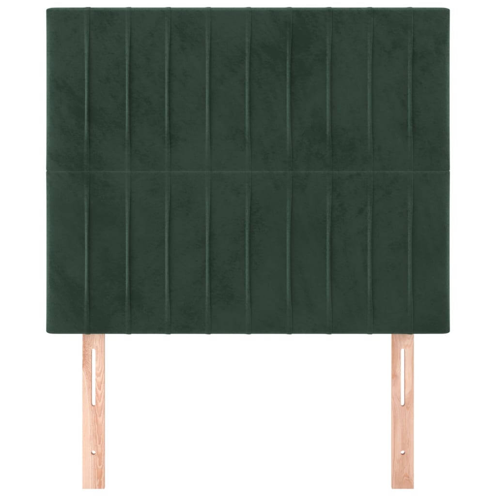 vidaXL Cabeceros 2 unidades de terciopelo verde oscuro 90x5x78/88 cm