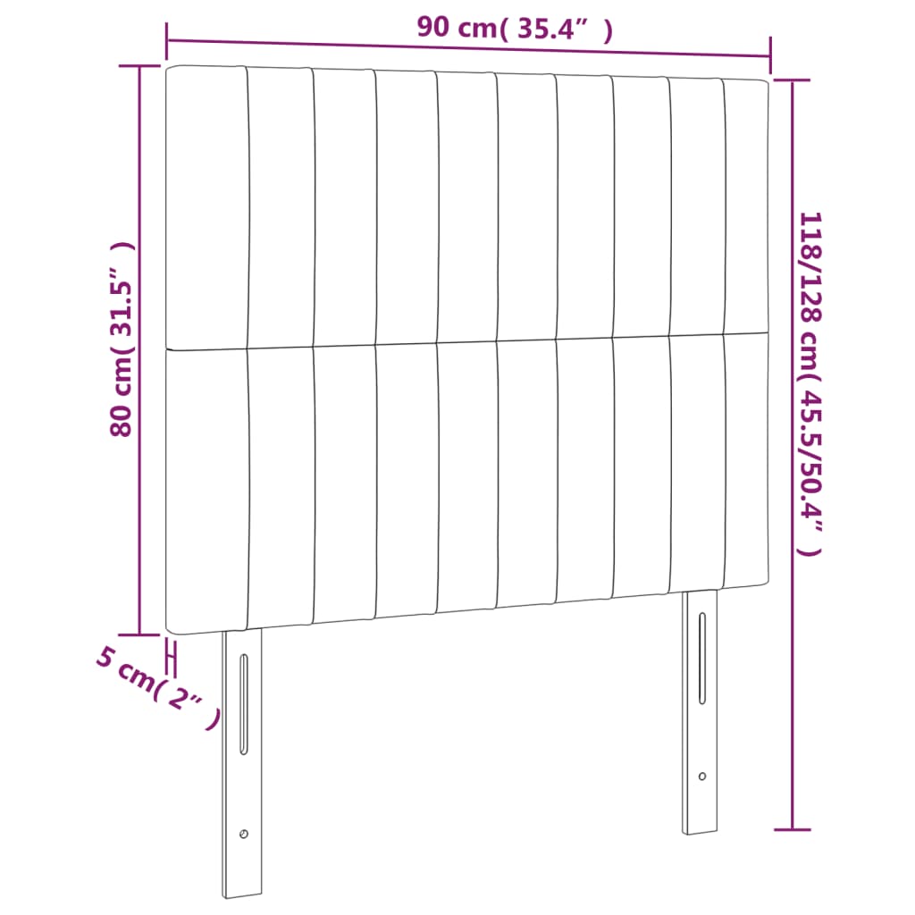 vidaXL Cabeceros 2 unidades de terciopelo rosa 90x5x78/88 cm