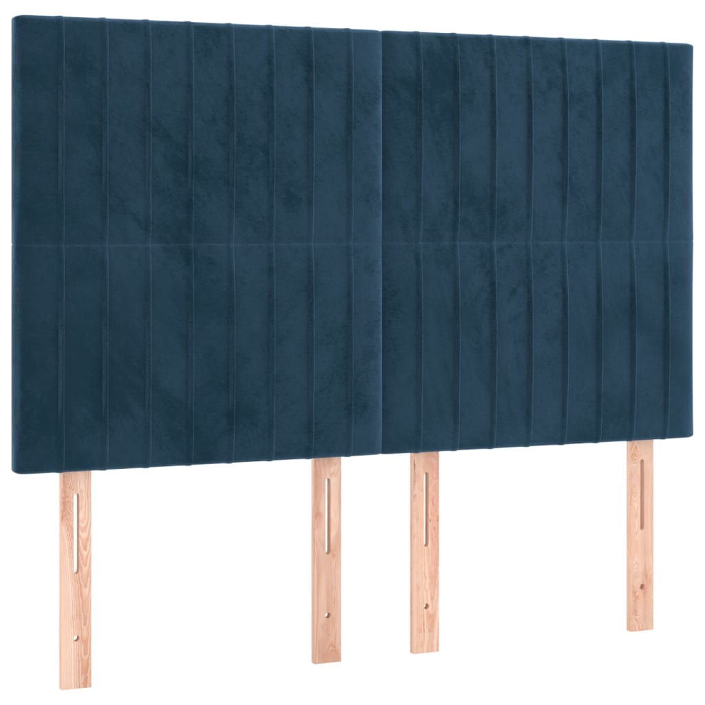 vidaXL Cabeceros 4 unidades terciopelo azul oscuro 72x5x78/88 cm