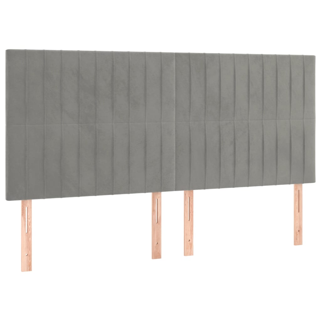 vidaXL Cabeceros 4 unidades de terciopelo gris claro 80x5x78/88 cm