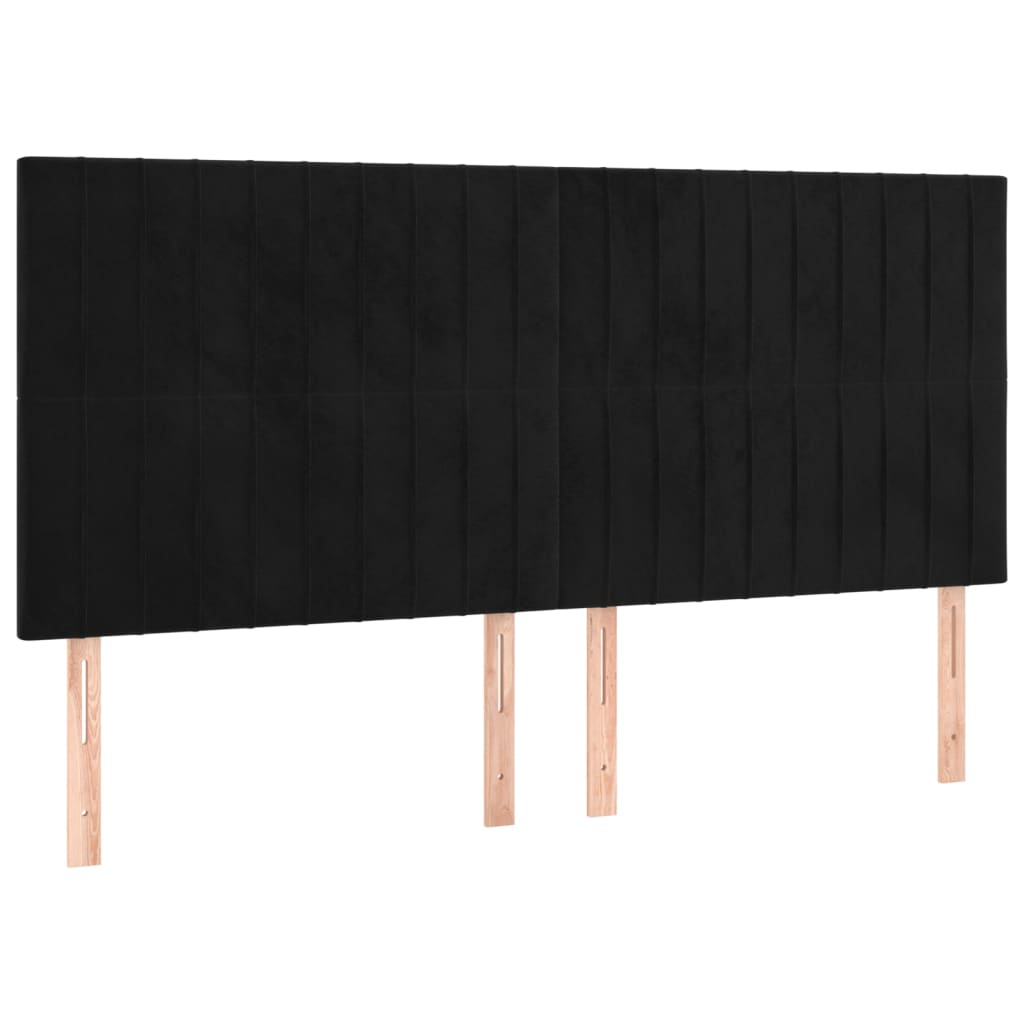 vidaXL Cabeceros 4 unidades de terciopelo negro 80x5x78/88 cm