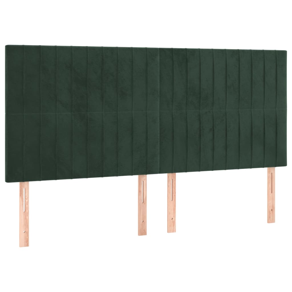 vidaXL Cabeceros 4 unidades de terciopelo verde oscuro 80x5x78/88 cm