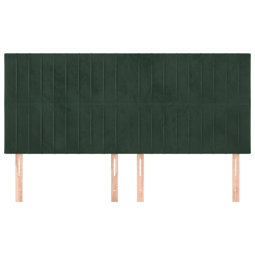 vidaXL Cabeceros 4 unidades de terciopelo verde oscuro 80x5x78/88 cm