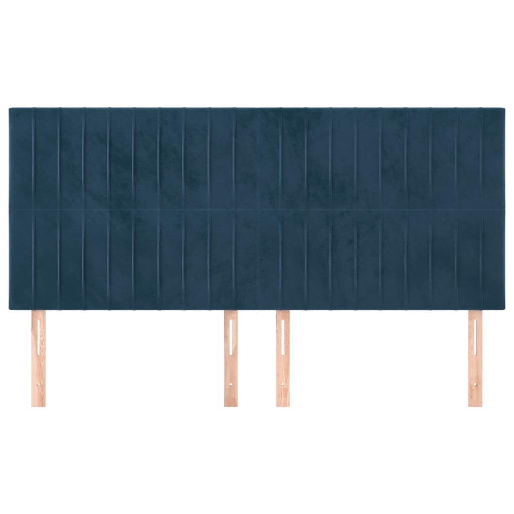 vidaXL Cabeceros 4 unidades de terciopelo azul oscuro 80x5x78/88 cm