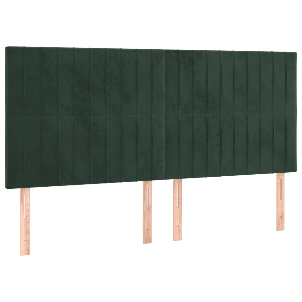 vidaXL Cabeceros 4 unidades de terciopelo verde oscuro 90x5x78/88 cm