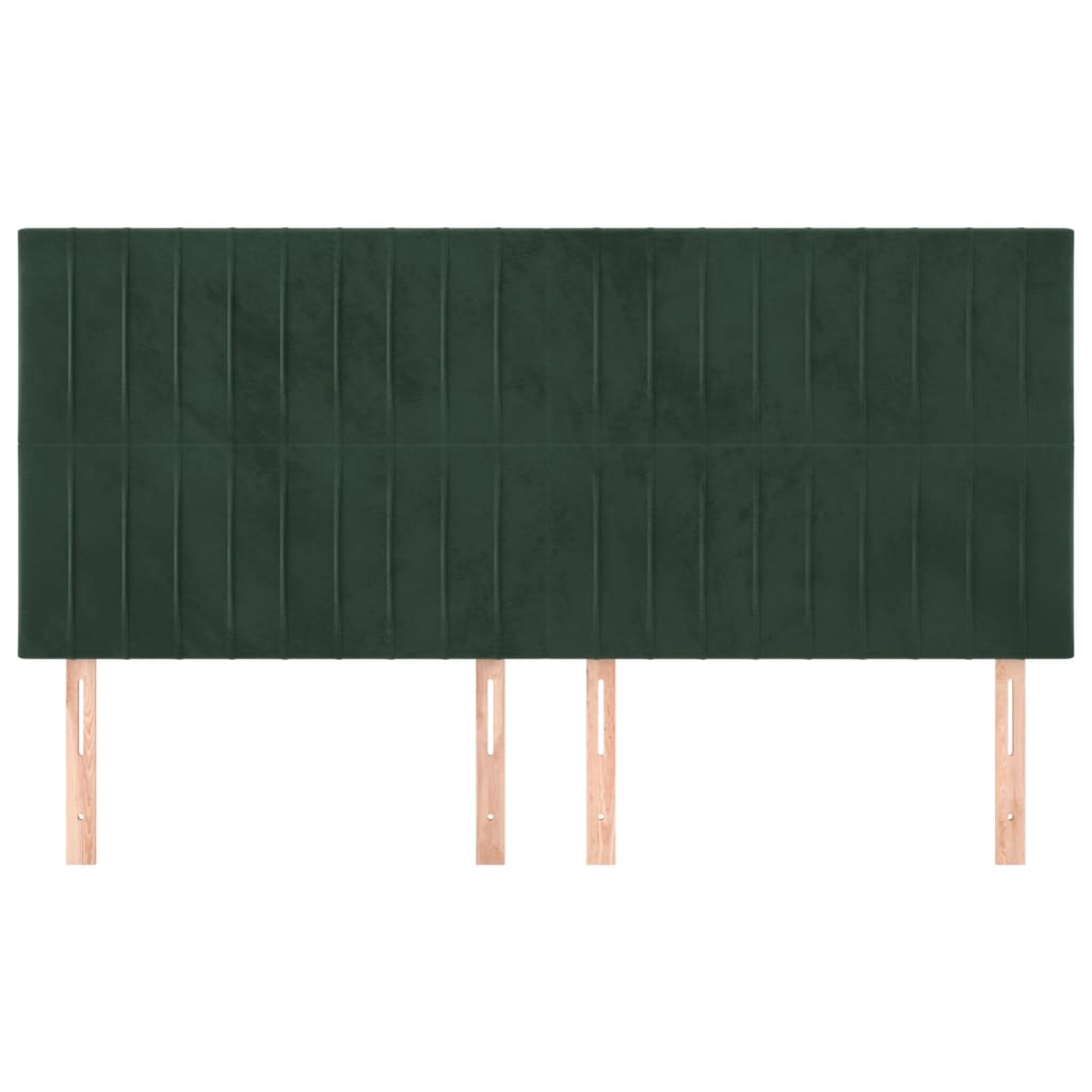 vidaXL Cabeceros 4 unidades de terciopelo verde oscuro 90x5x78/88 cm