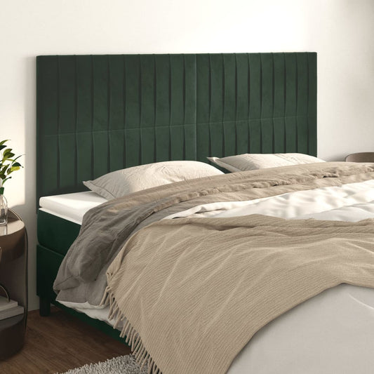 vidaXL Cabeceros 4 unidades de terciopelo verde oscuro 90x5x78/88 cm