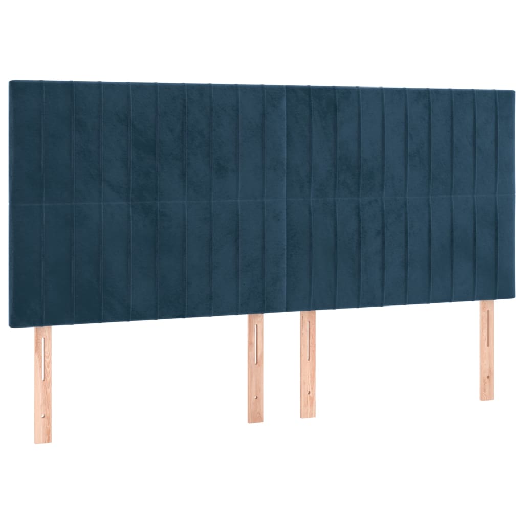 vidaXL Cabeceros 4 unidades de terciopelo azul oscuro 90x5x78/88 cm