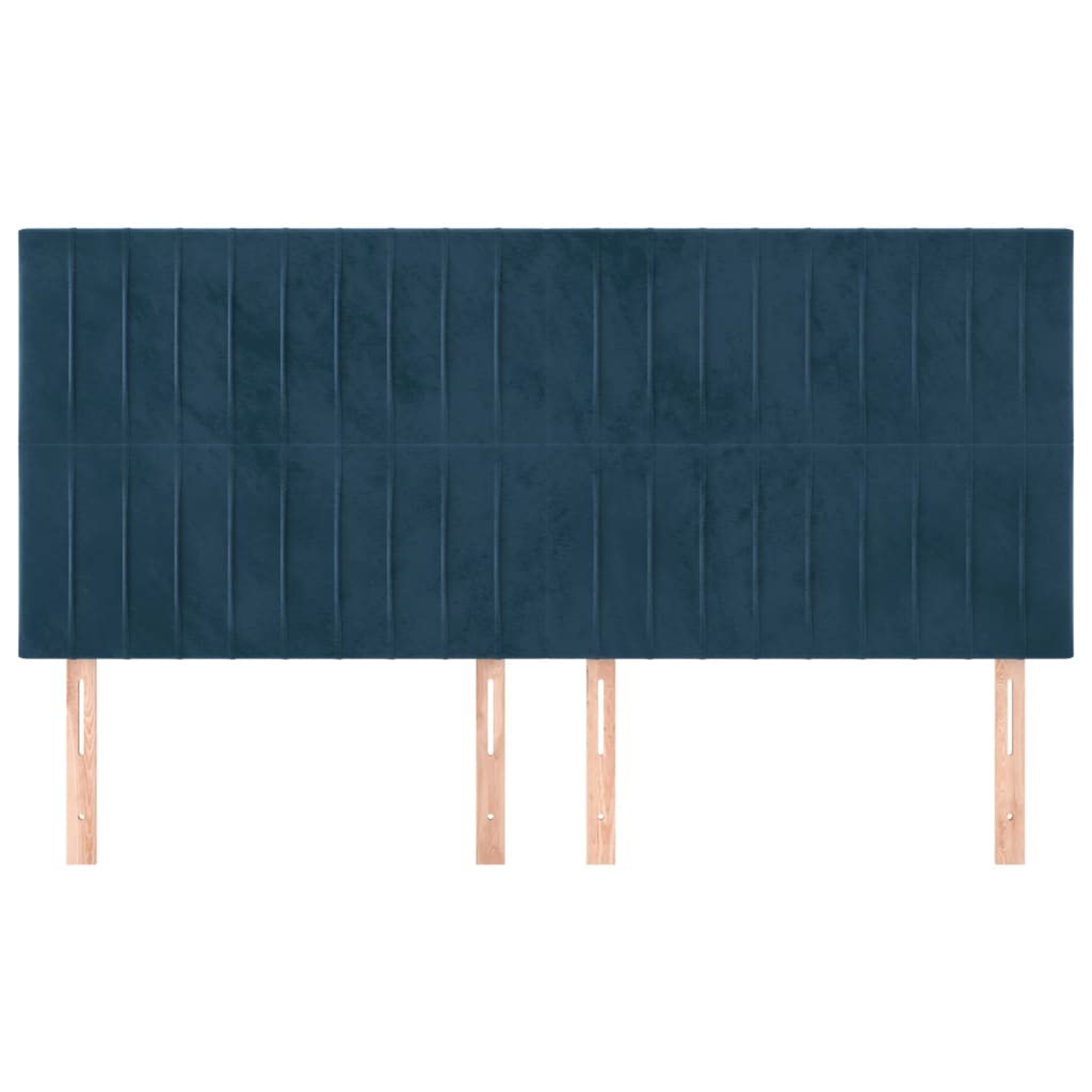 vidaXL Cabeceros 4 unidades de terciopelo azul oscuro 90x5x78/88 cm