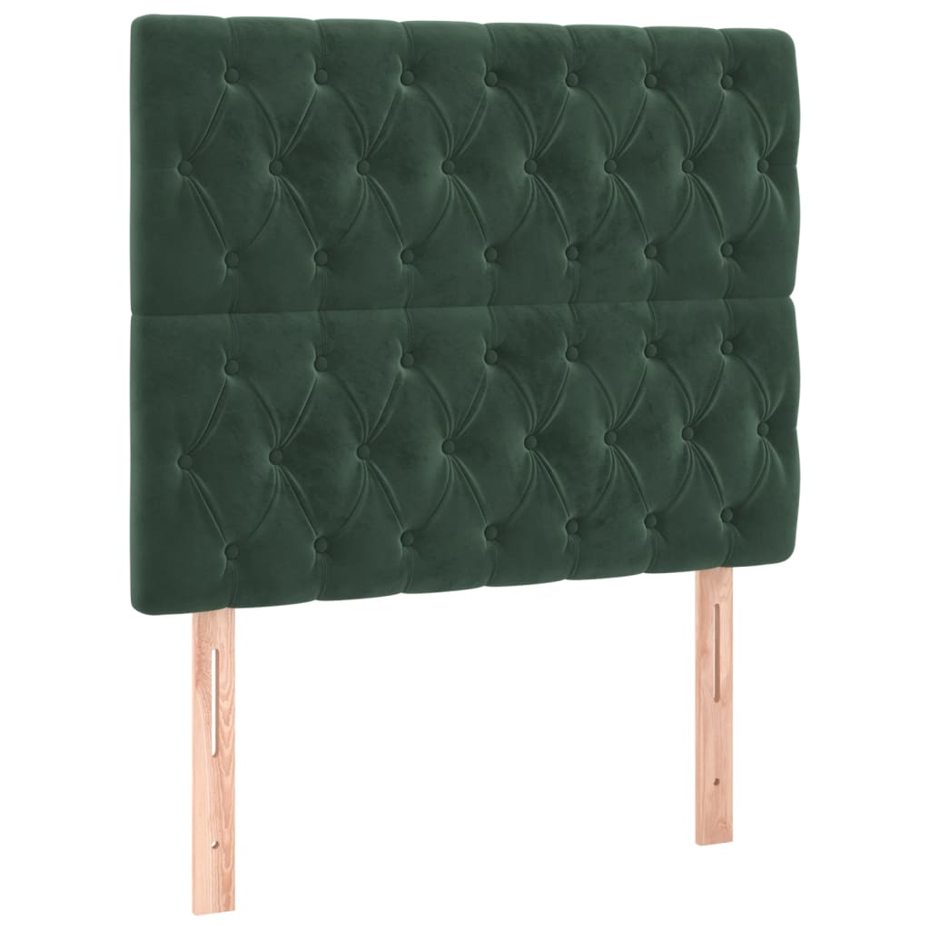 vidaXL Cabeceros 2 unidades de terciopelo verde oscuro 90x7x78/88 cm