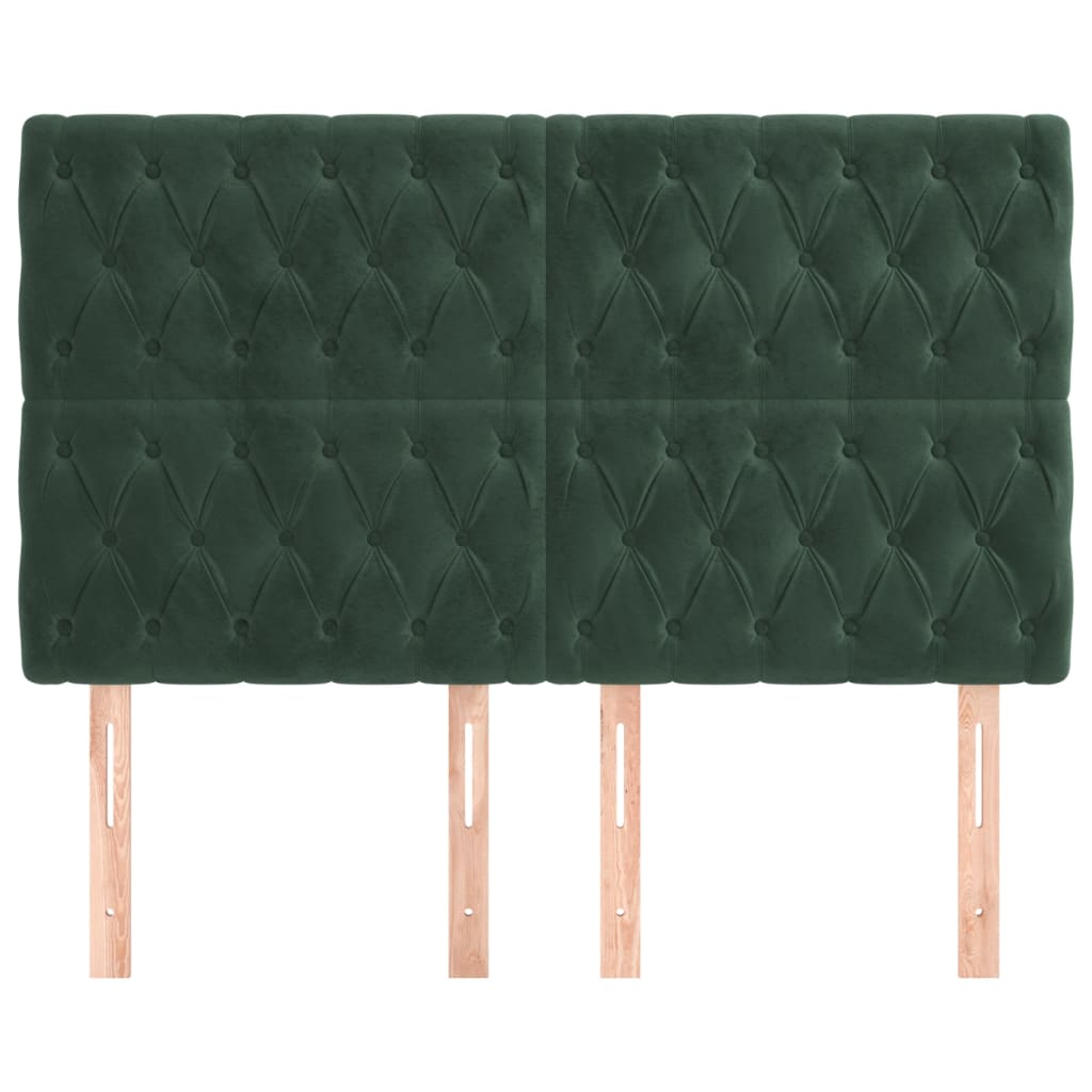 vidaXL Cabeceros 4 unidades de terciopelo verde oscuro 72x7x78/88 cm