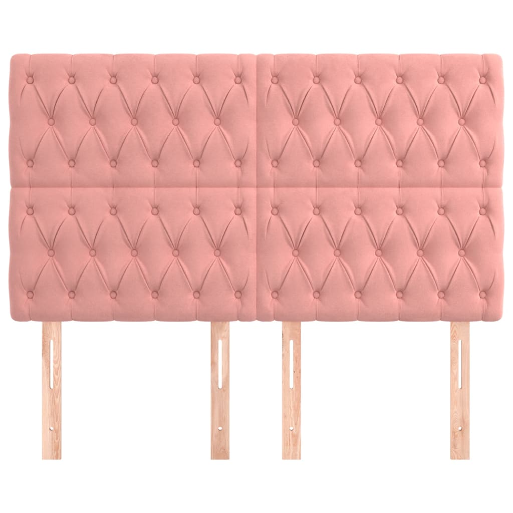 vidaXL Cabeceros 4 unidades de terciopelo rosa 72x7x78/88 cm