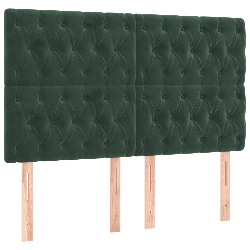 vidaXL Cabeceros 4 unidades de terciopelo verde oscuro 80x7x78/88 cm