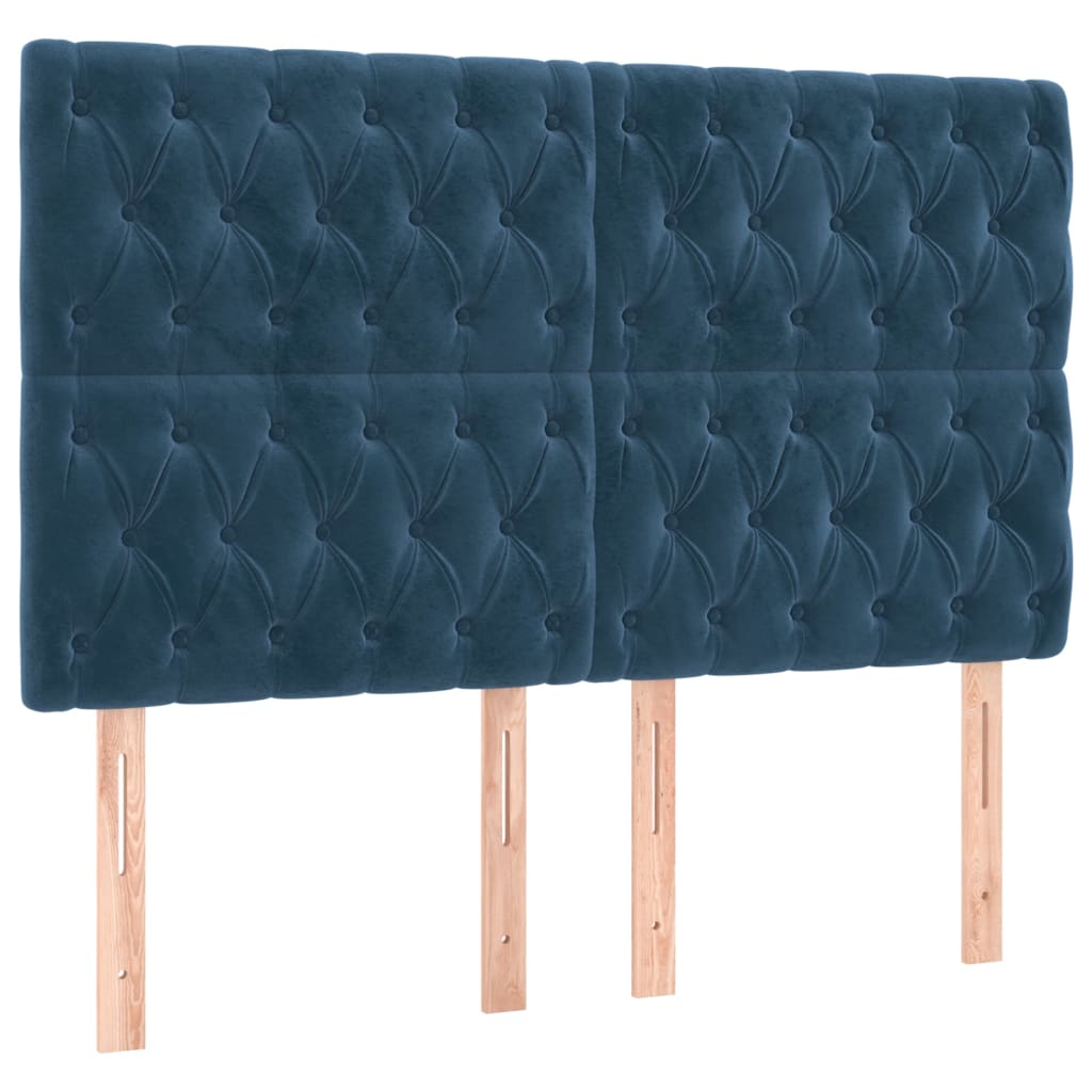 vidaXL Cabeceros 4 unidades de terciopelo azul oscuro 80x7x78/88 cm