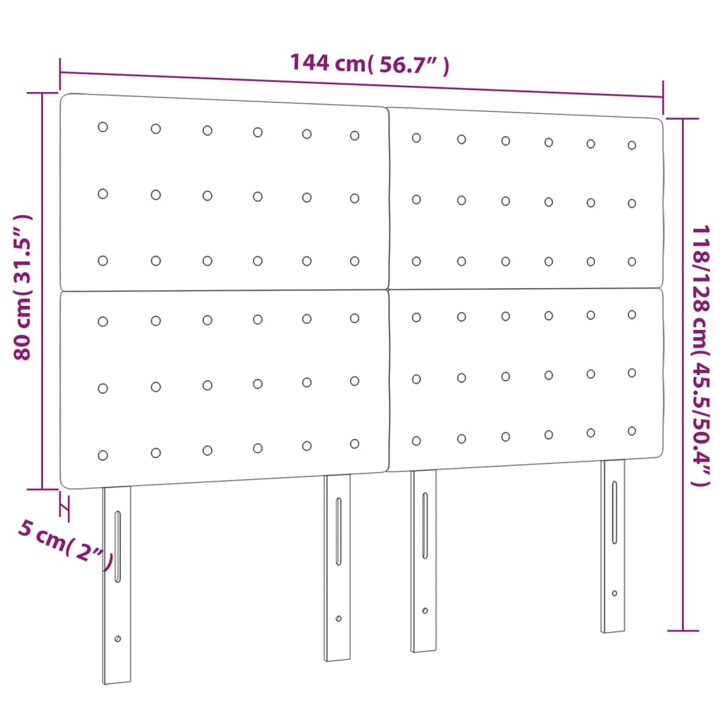 vidaXL Cabeceros 4 unidades tela marrón oscuro 72x5x78/88 cm