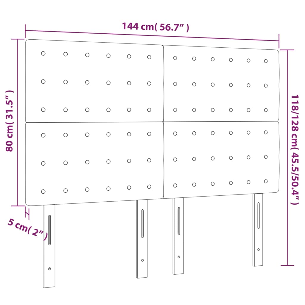 vidaXL Cabeceros 4 unidades tela gris taupe 72x5x78/88 cm