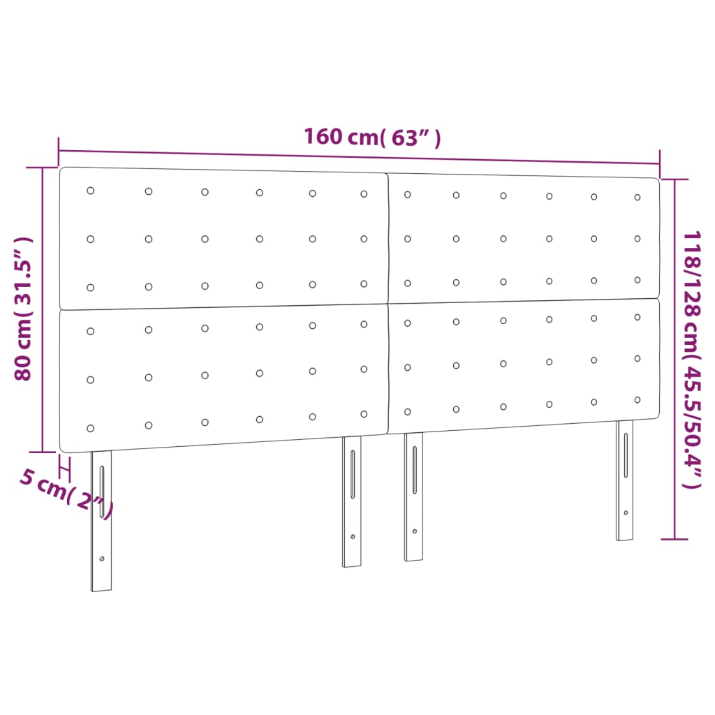 vidaXL Cabeceros 4 unidades de tela gris oscuro 80x5x78/88 cm