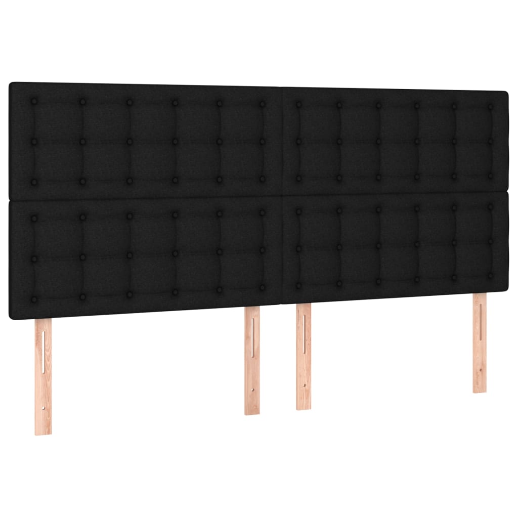 vidaXL Cabeceros 4 unidades de tela negro 80x5x78/88 cm