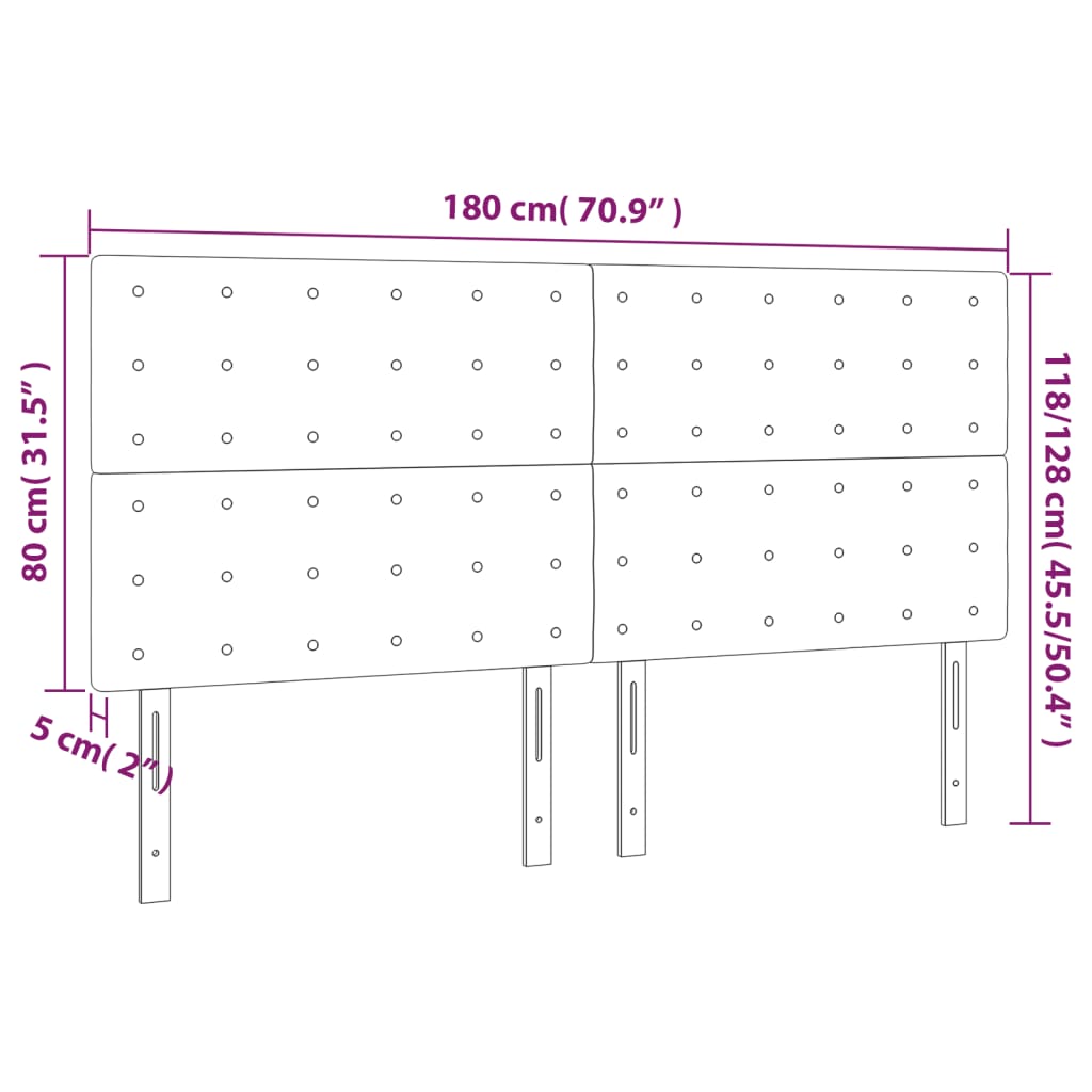 vidaXL Cabeceros 4 unidades de tela negro 90x5x78/88 cm