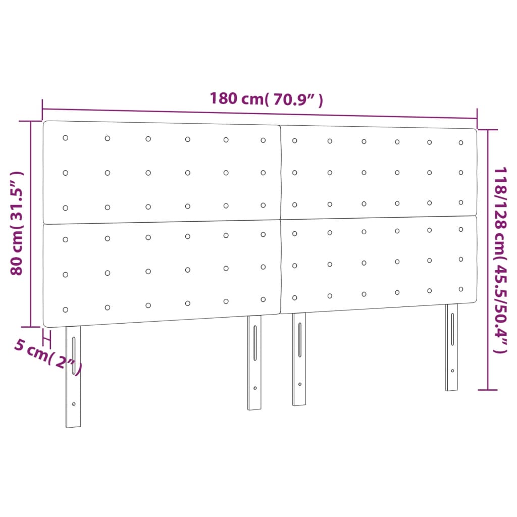 vidaXL Cabeceros 4 unidades de tela gris taupe 90x5x78/88 cm