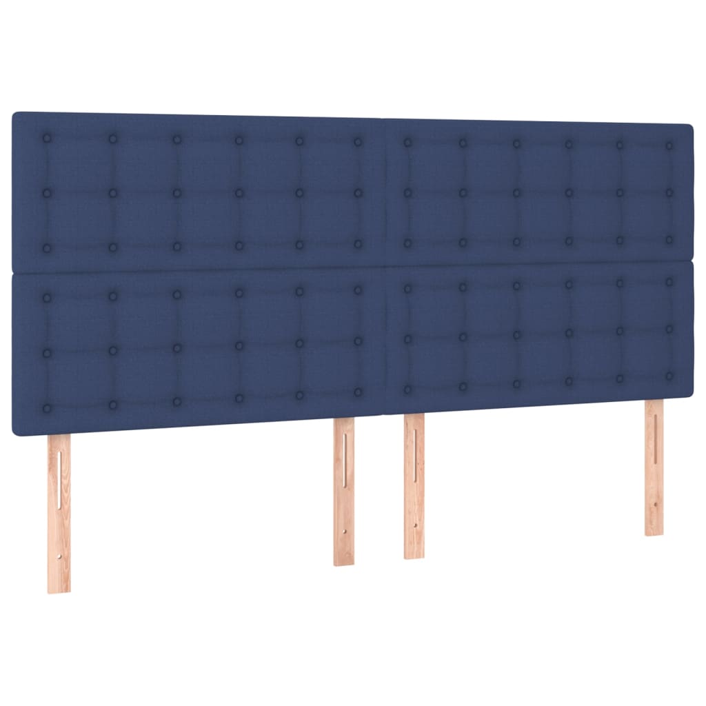 vidaXL Cabeceros 4 unidades de tela azul 100x5x78/88 cm