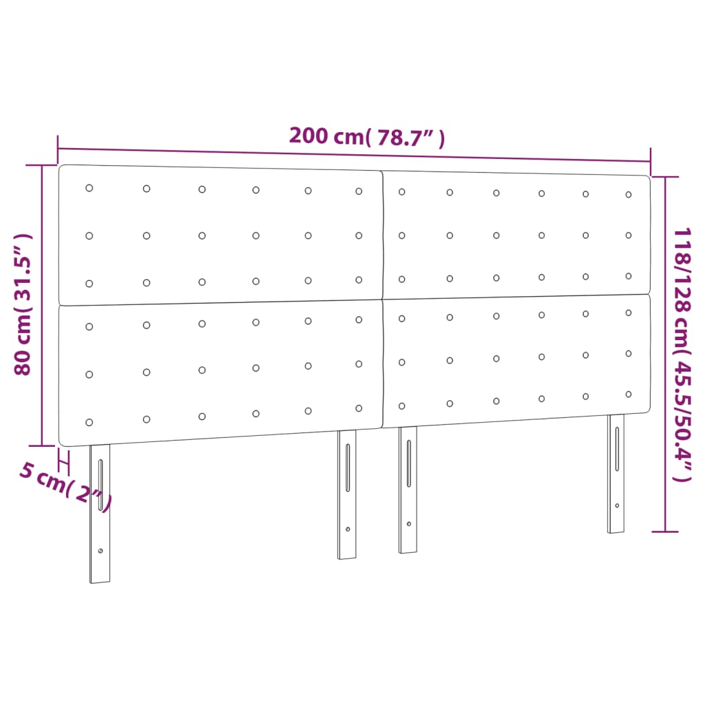 vidaXL Cabeceros 4 unidades de tela azul 100x5x78/88 cm