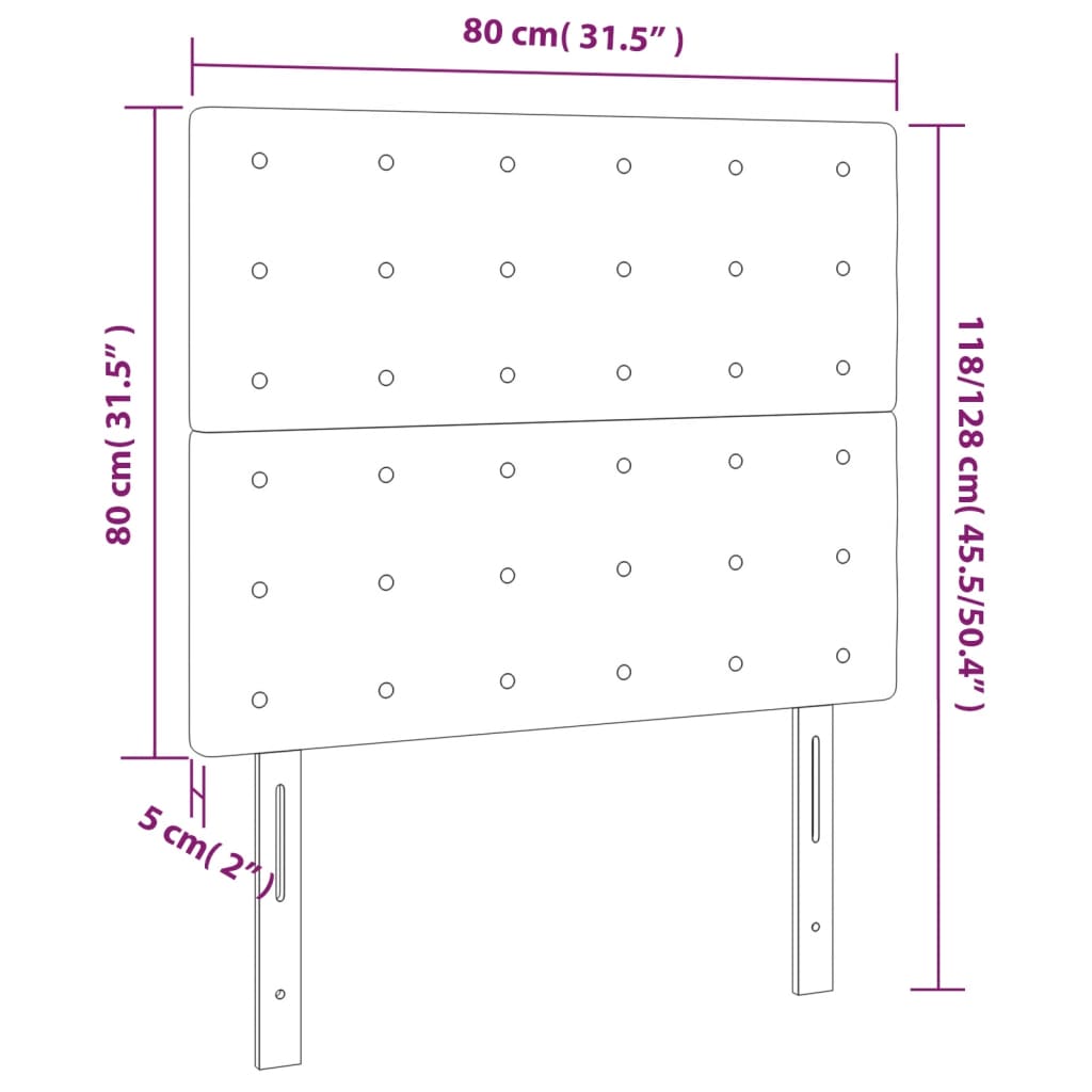 vidaXL Cabeceros 2 unidades de terciopelo negro 80x5x78/88 cm