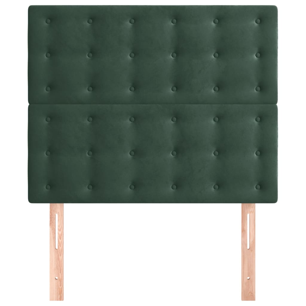 vidaXL Cabeceros 2 unidades de terciopelo verde oscuro 80x5x78/88 cm