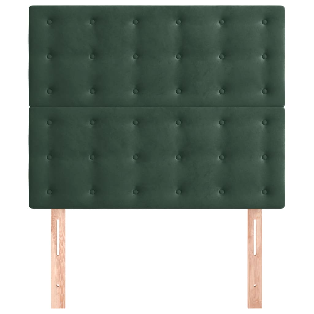 vidaXL Cabeceros 2 unidades de terciopelo verde oscuro 90x5x78/88 cm