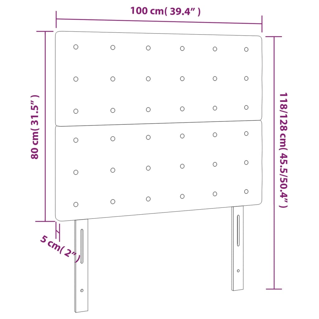 vidaXL Cabeceros 2 unidades de terciopelo rosa 100x5x78/88 cm