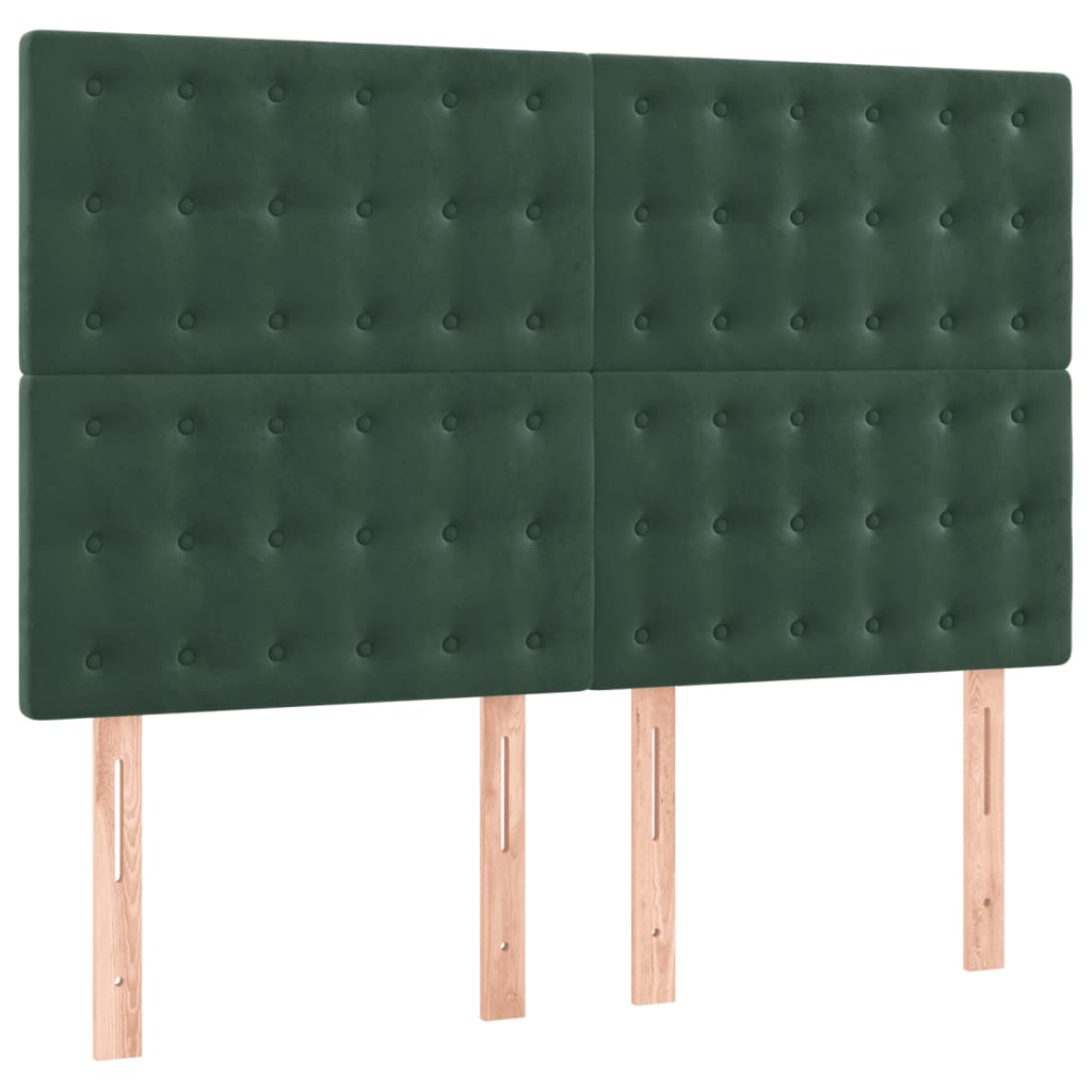 vidaXL Cabeceros 4 unidades terciopelo verde oscuro 72x5x78/88 cm