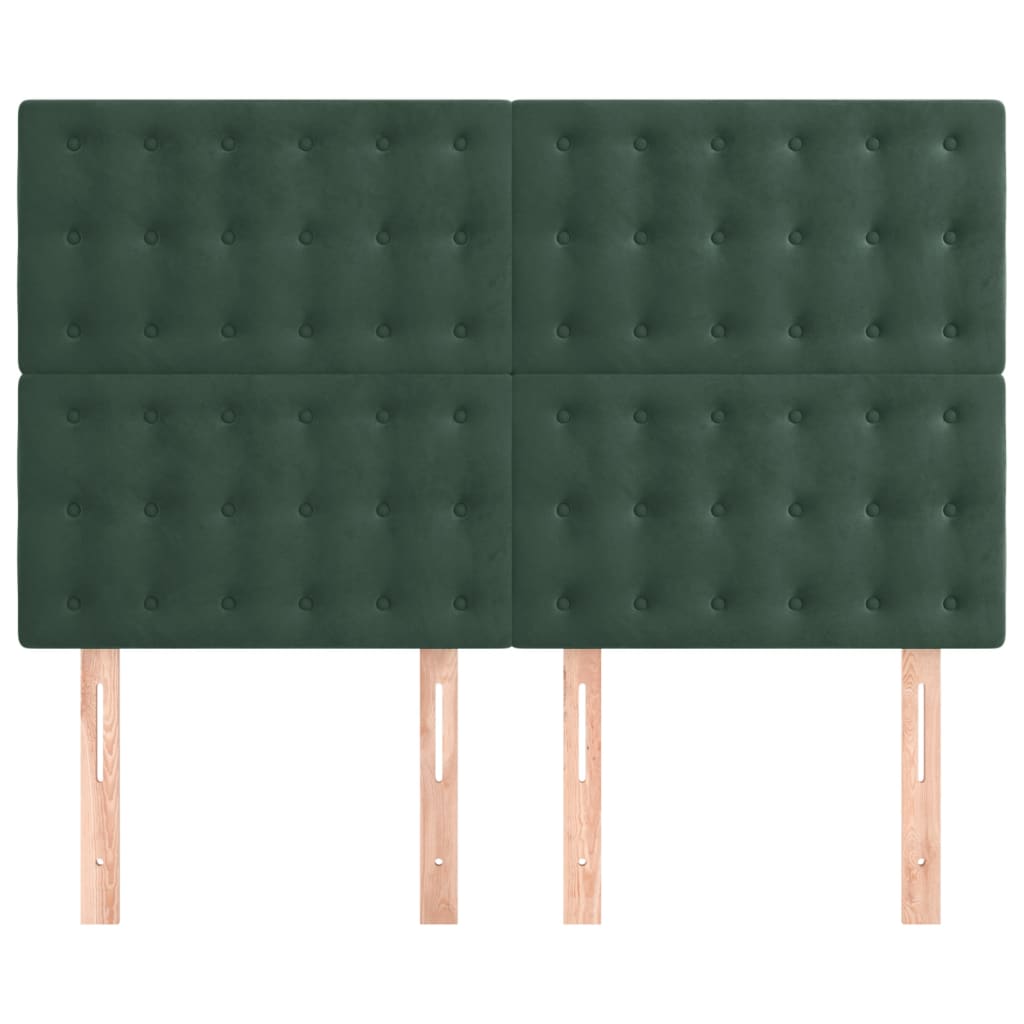 vidaXL Cabeceros 4 unidades terciopelo verde oscuro 72x5x78/88 cm