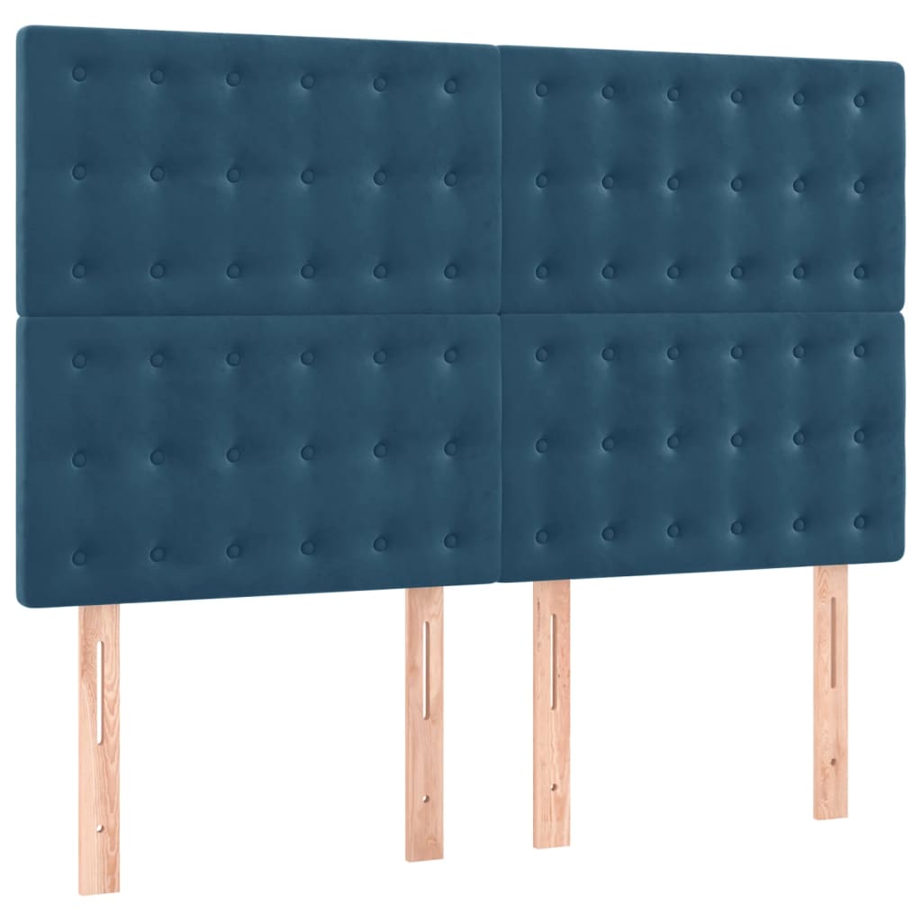 vidaXL Cabeceros 4 unidades terciopelo azul oscuro 72x5x78/88 cm