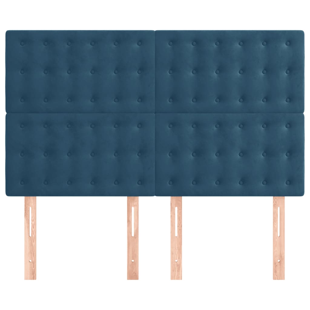 vidaXL Cabeceros 4 unidades terciopelo azul oscuro 72x5x78/88 cm