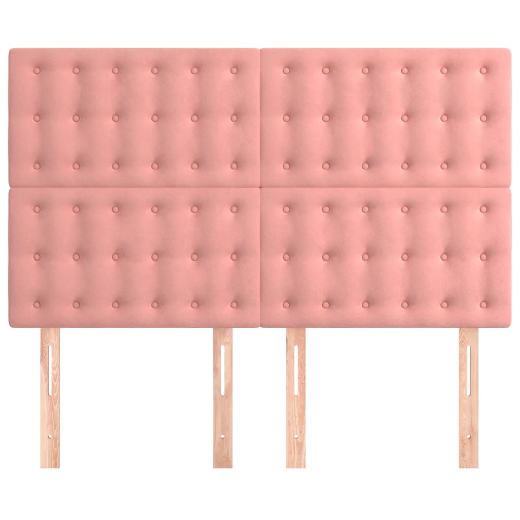 vidaXL Cabeceros 4 unidades terciopelo rosa 72x5x78/88 cm