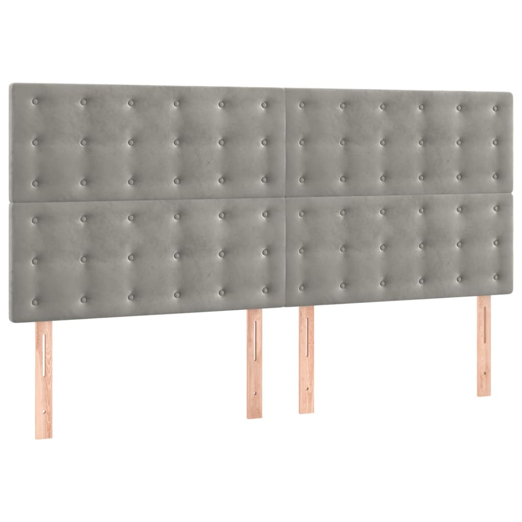 vidaXL Cabeceros 4 unidades de terciopelo gris claro 80x5x78/88 cm