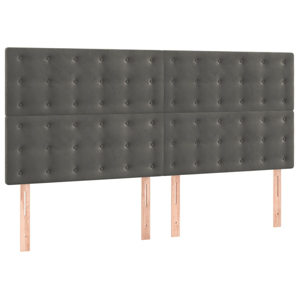 vidaXL Cabeceros 4 unidades de terciopelo gris oscuro 80x5x78/88 cm