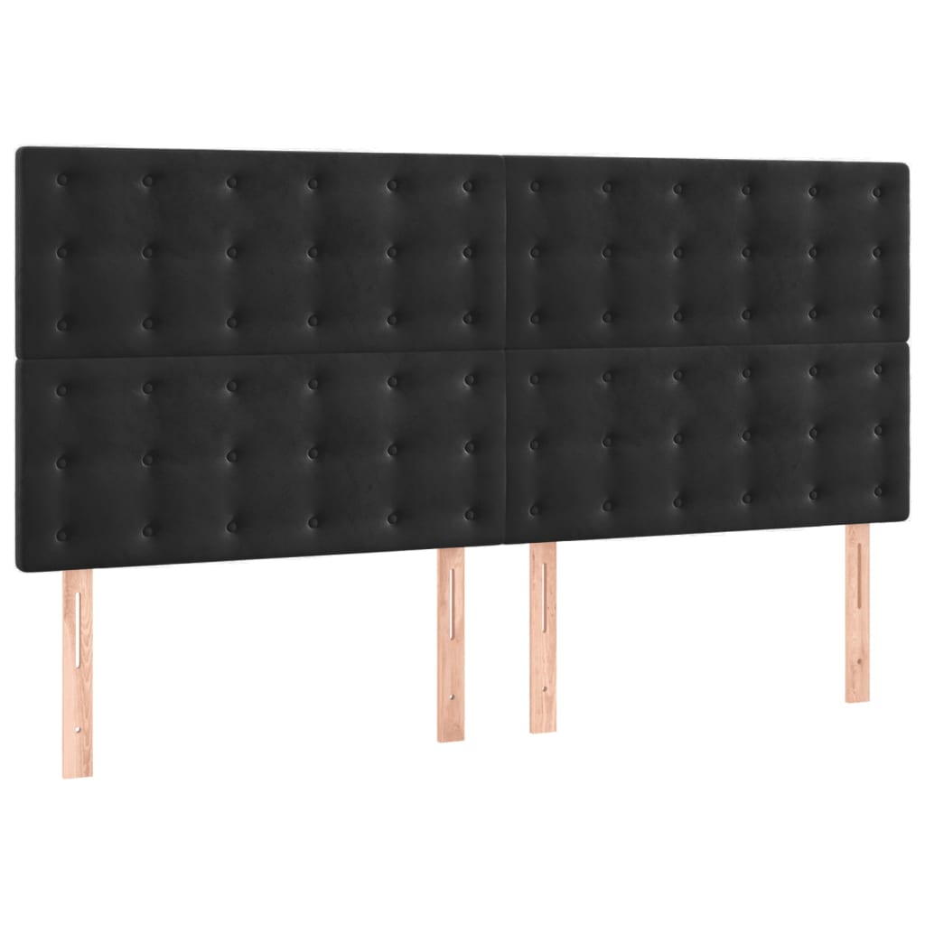 vidaXL Cabeceros 4 unidades de terciopelo negro 90x5x78/88 cm