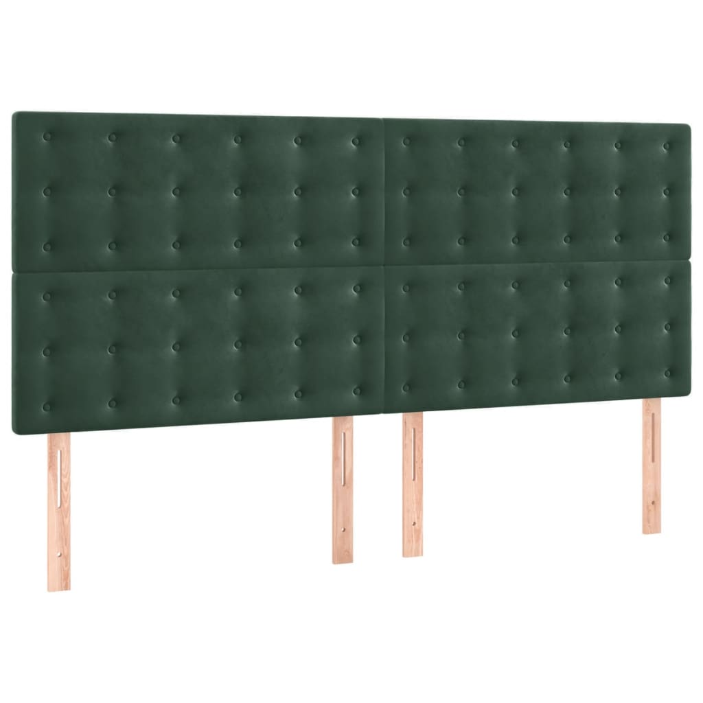 vidaXL Cabeceros 4 unidades de terciopelo verde oscuro 90x5x78/88 cm