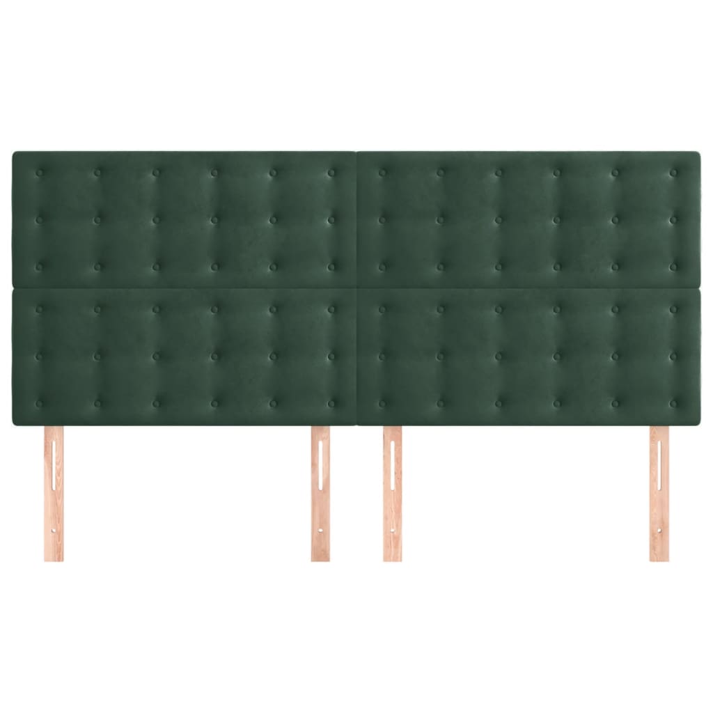 vidaXL Cabeceros 4 unidades de terciopelo verde oscuro 90x5x78/88 cm