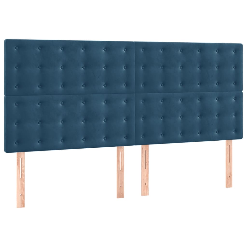 vidaXL Cabeceros 4 unidades de terciopelo azul oscuro 90x5x78/88 cm